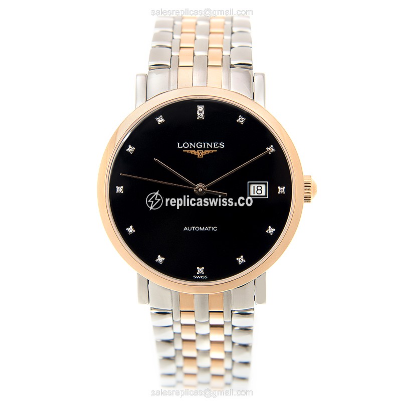Longines L4.810.5.57.7 Replica - Automatic - Rose Gold Case - Black Dial - View 2