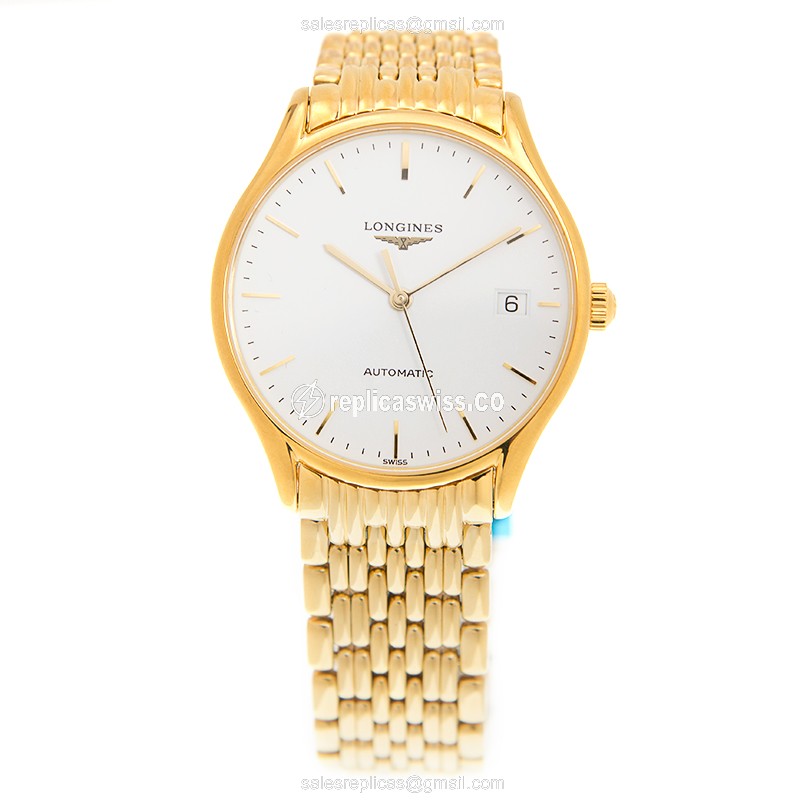 Longines Lyre Replica - Automatic - Gold-Plated Case - White Dial, Gold Strap - View 2