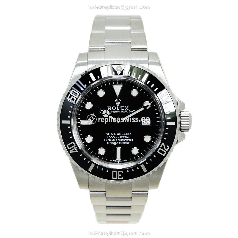Rolex SEA-DWELLER Replica - Automatic - Stainless Steel Case - Black Dial, Silver Clasp & Steel Strap - View 2
