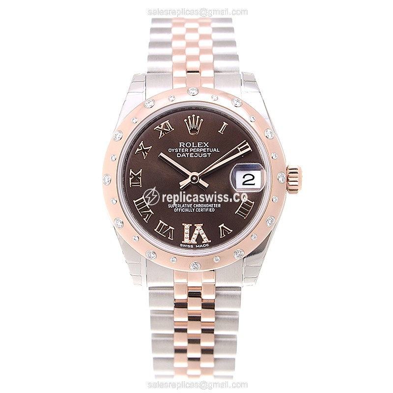 Rolex Lady Datejust 178341BRVIDIA_J - Automatic - Brown Dial - Rose Gold & Steel - View 2