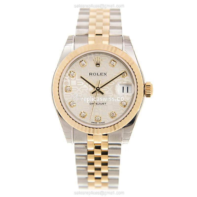 Rolex Datejust Replica - Automatic - 18kt Gold & Steel - White Dial - View 2
