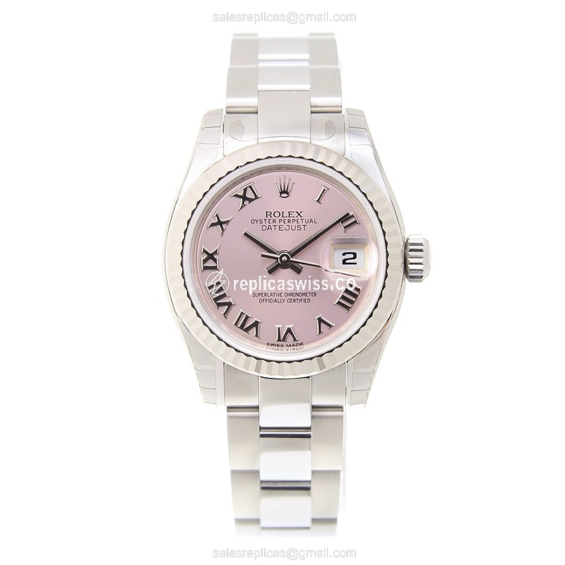 Rolex Datejust Replica - Automatic - Pink Gold - Steel Case - Silver Dial - View 2