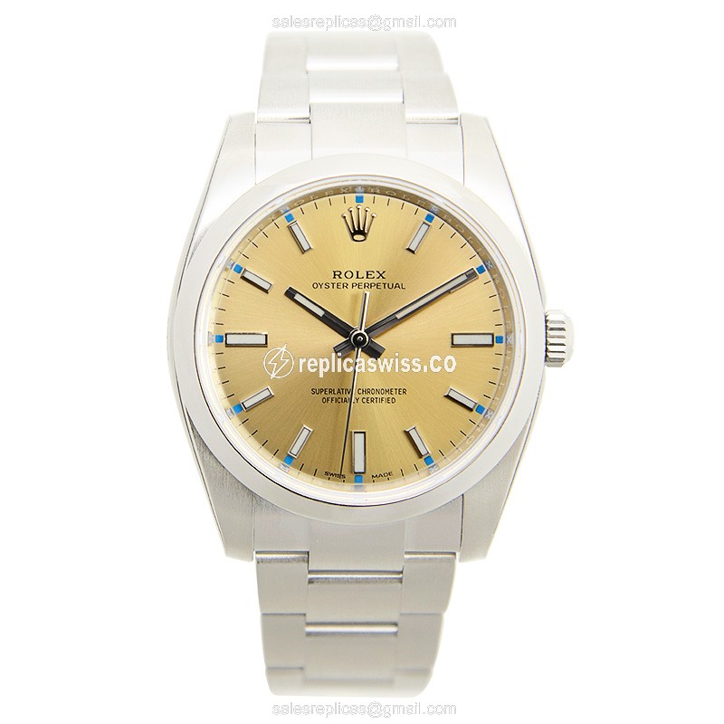 Rolex OYSTER PERPETUAL Automatic - Gold - Steel Case, Silver Clasp - View 2