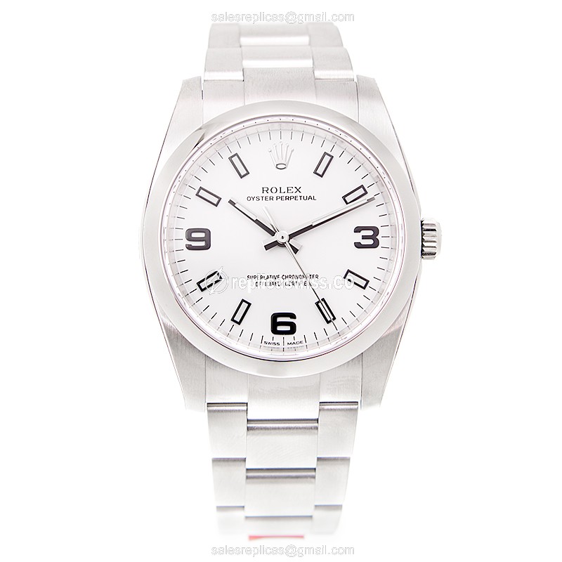 Rolex Oyster Perpetual Auto - Stainless - White Dial - Silver Steel Clasp - View 2