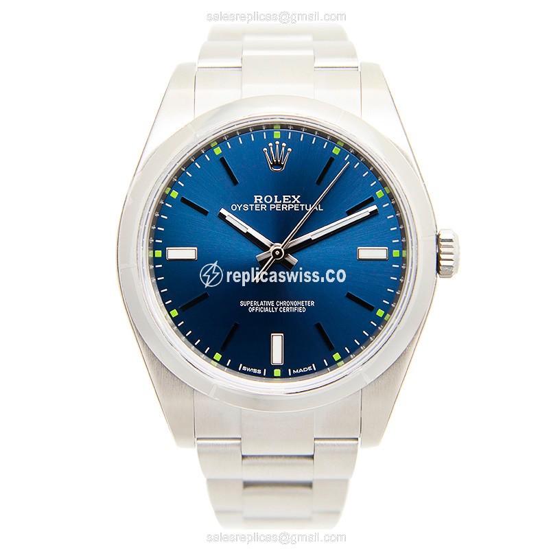 Rolex 114300BL_O Replica - Automatic - Steel Case - Blue Dial - Silver Strap - View 2
