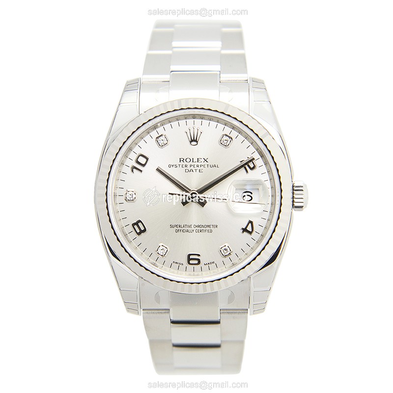 Rolex Datejust Replica - Automatic - White Gold Case - Silver Dial, Steel Strap - View 2