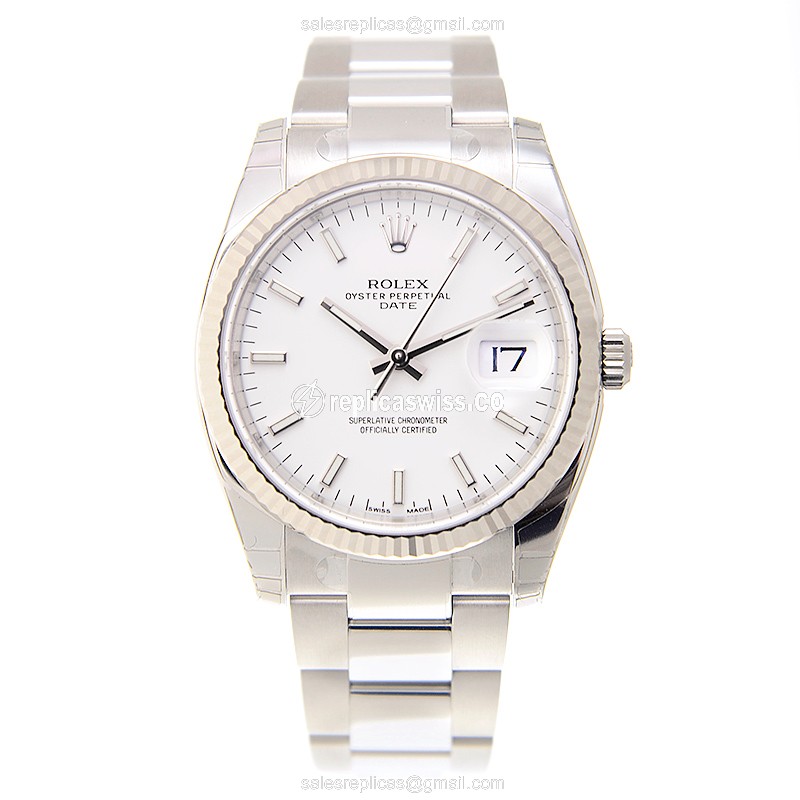 Rolex DATEJUST Replica - Automatic - White Gold & Steel - Silver Dial - Steel Strap - View 2
