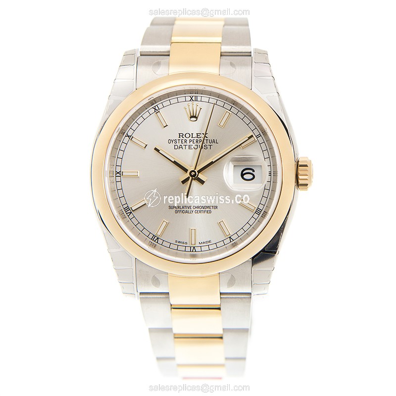 Rolex Datejust Replica - Automatic - Silver Dial on 18kt Steel Strap - View 2