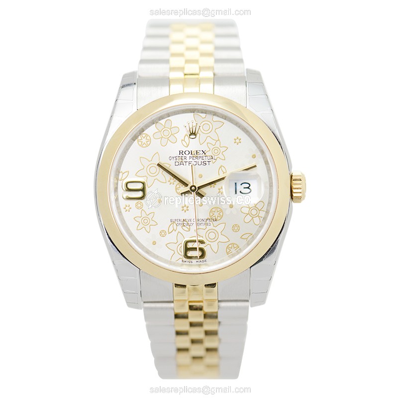 Rolex DATEJUST Replica - Automatic - 18kt Gold & Steel - Silver Dial - Steel Clasp - View 2
