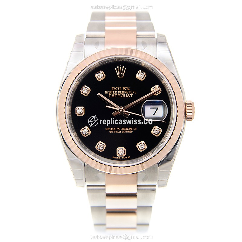 Rolex Datejust Replica - Automatic - Rose Gold - Black Dial - View 2