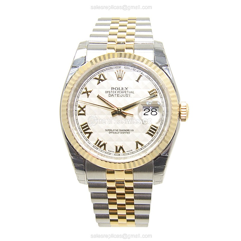 Rolex Datejust Replica - Automatic - White Dial - 18kt Gold & Steel Case - Silver Strap - View 2