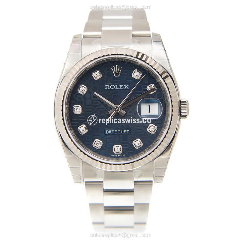Rolex Datejust Replica - Automatic - Steel Case - Blue Dial, Silver Clasp - View 2