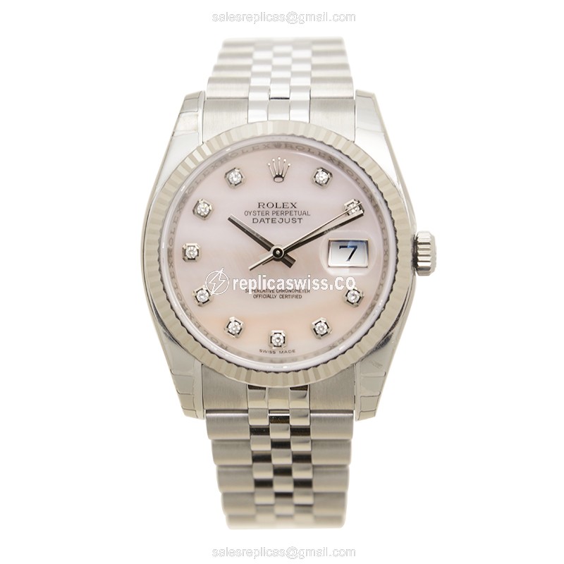 Rolex Lady Oyster Replica - Automatic, 18kt/Steel - Pink Dial, Steel Clasp - View 2