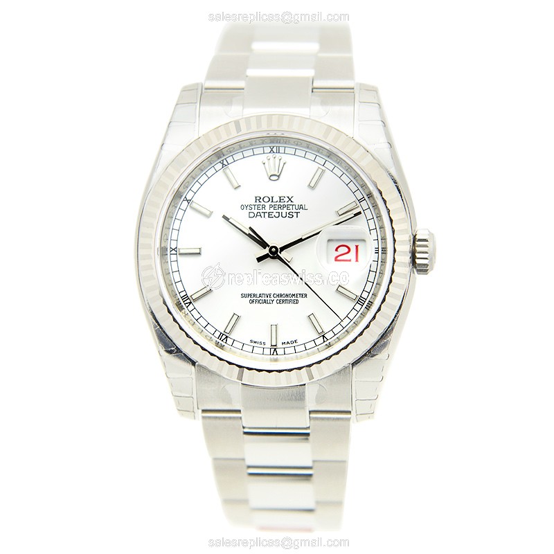 Rolex Datejust Replica - Automatic - Steel Case - White Dial - Silver Band - View 2