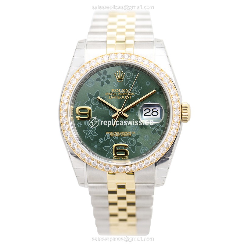 Rolex Datejust Replica - Automatic - Green Dial - 18kt/Steel - View 2