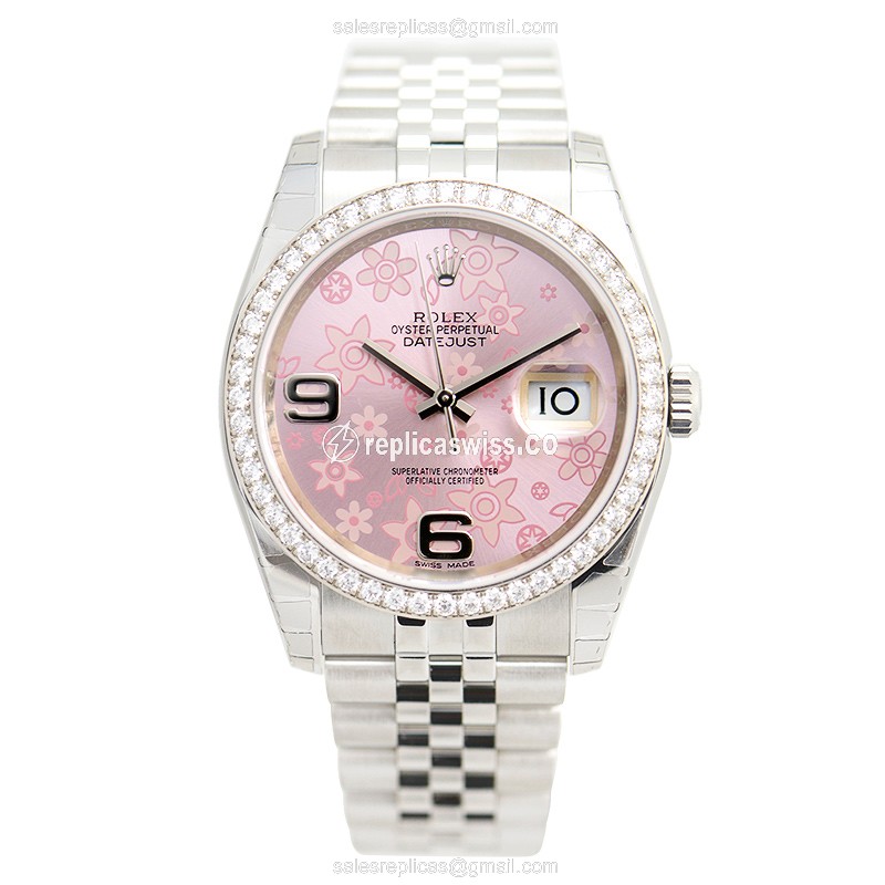 Rolex Datejust Replica - Automatic - Stainless Steel & Diamond Case - Pink Dial - View 2