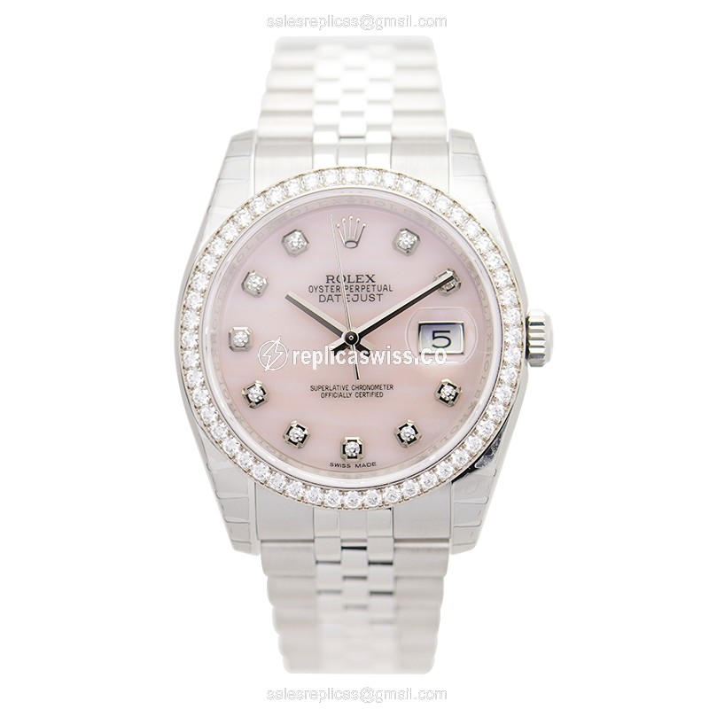 Rolex Datejust Replica | Automatic | Pink Dial | Steel Clasp, Silver Strap - View 2