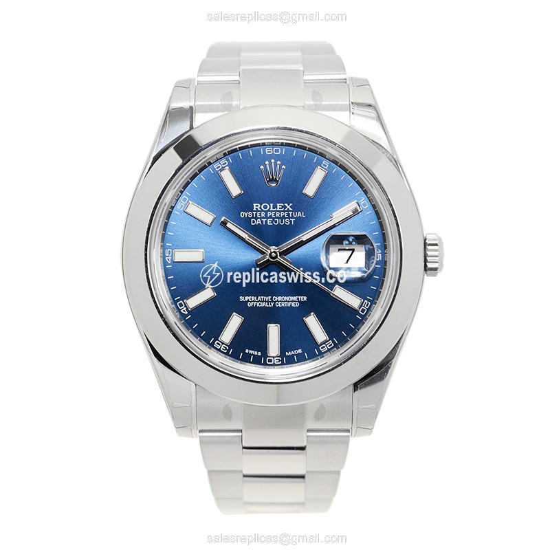 Rolex Datejust 116300BL Replica - Automatic - Blue Dial - Steel Case - Silver Strap - View 2