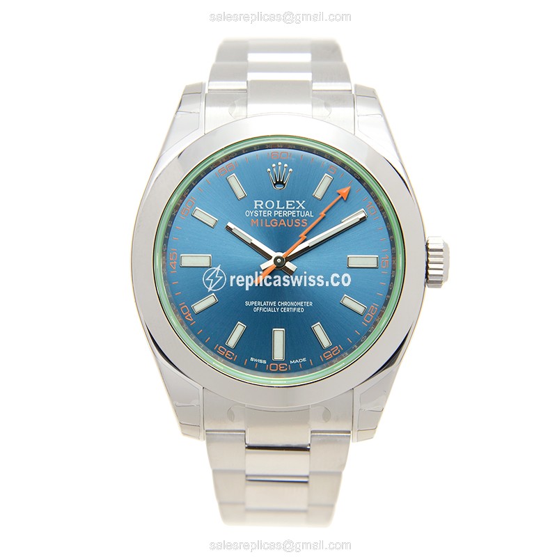 Rolex MILGAUSS Replica - Automatic - Steel Case, Blue Dial, Silver Clasp - View 2