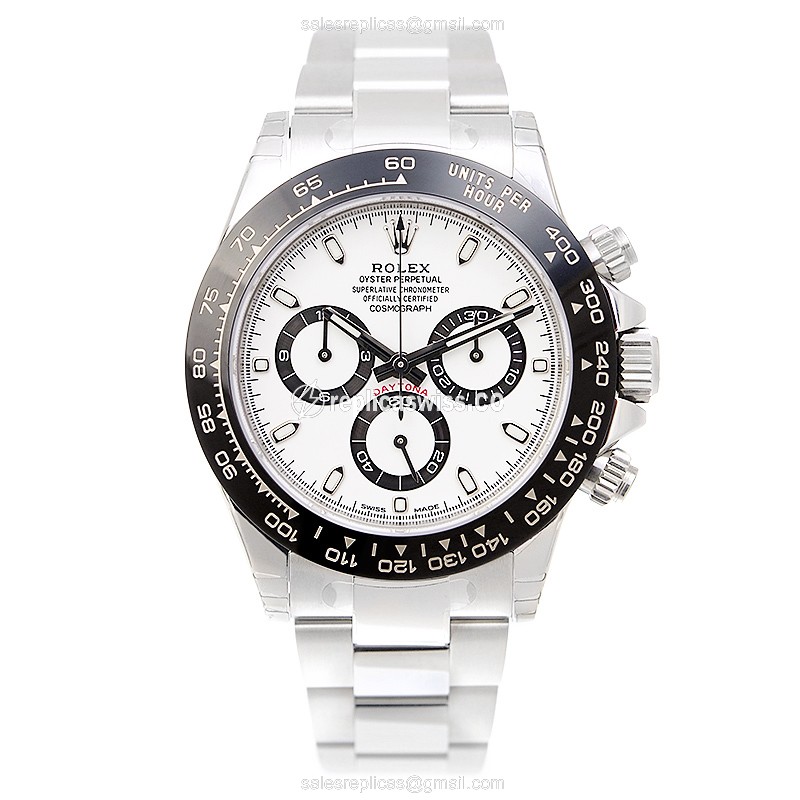 Rolex 116500LN-0001 Replica - Ceramic/Steel - Automatic - White Dial on Silver Strap - View 2