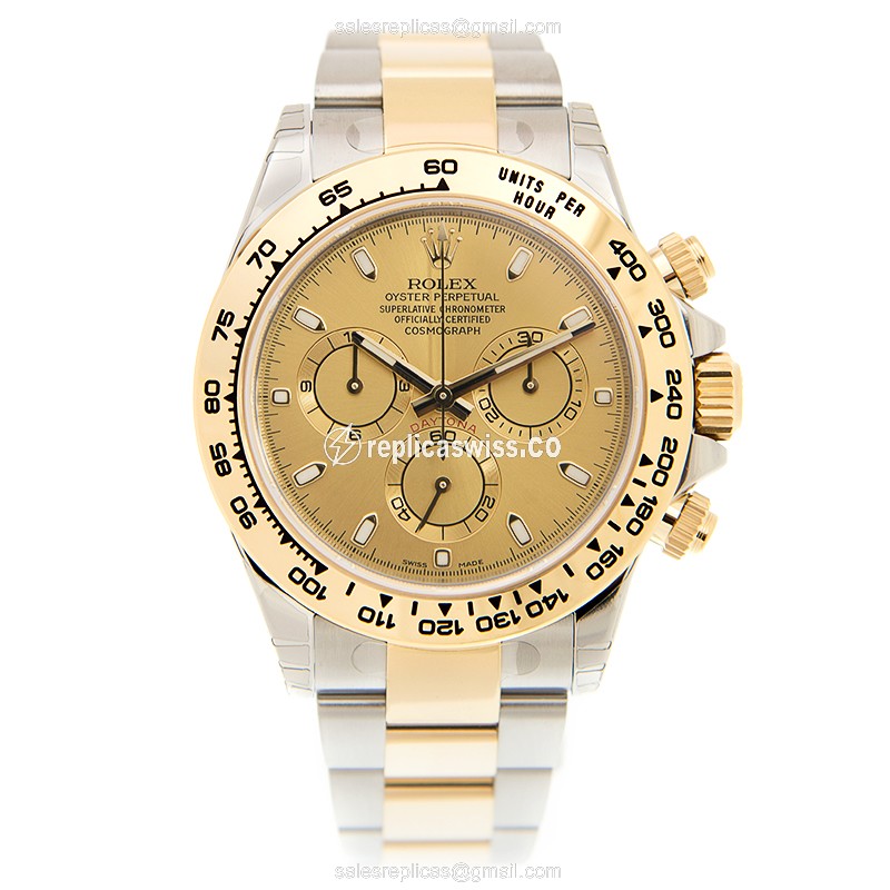 Rolex Daytona Replica - Automatic - Gold Case - Steel & Gold Strap - View 2