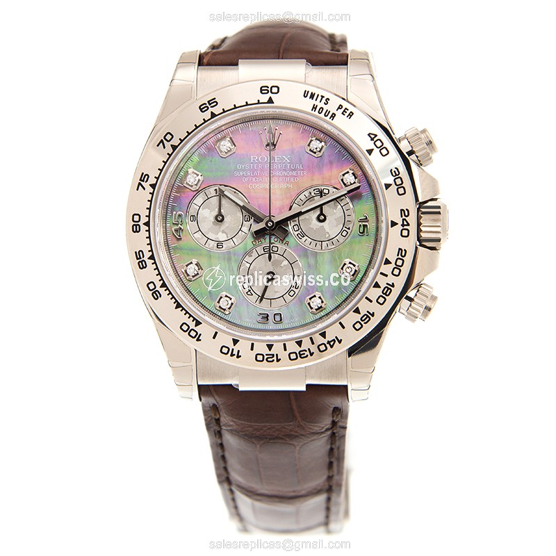 Rolex Daytona Replica: Automatic, 18kt Gold, Black Dial, Alligator Brown Strap - View 2