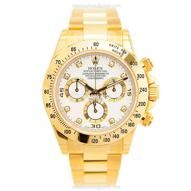 Rolex Daytona Replica - Automatic - 18kt Gold & Steel - White Dial, Gold Clasp - View 2
