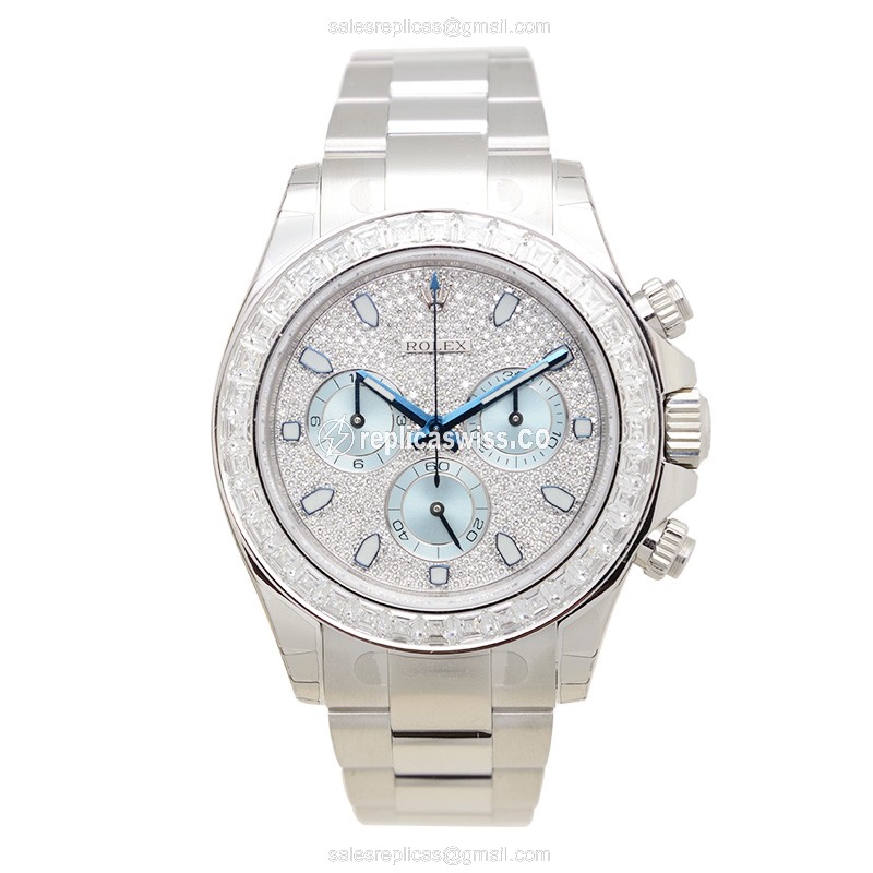 Rolex Daytona Replica - Automatic - 950 Platinum - Blue Dial on Silver Strap - View 2