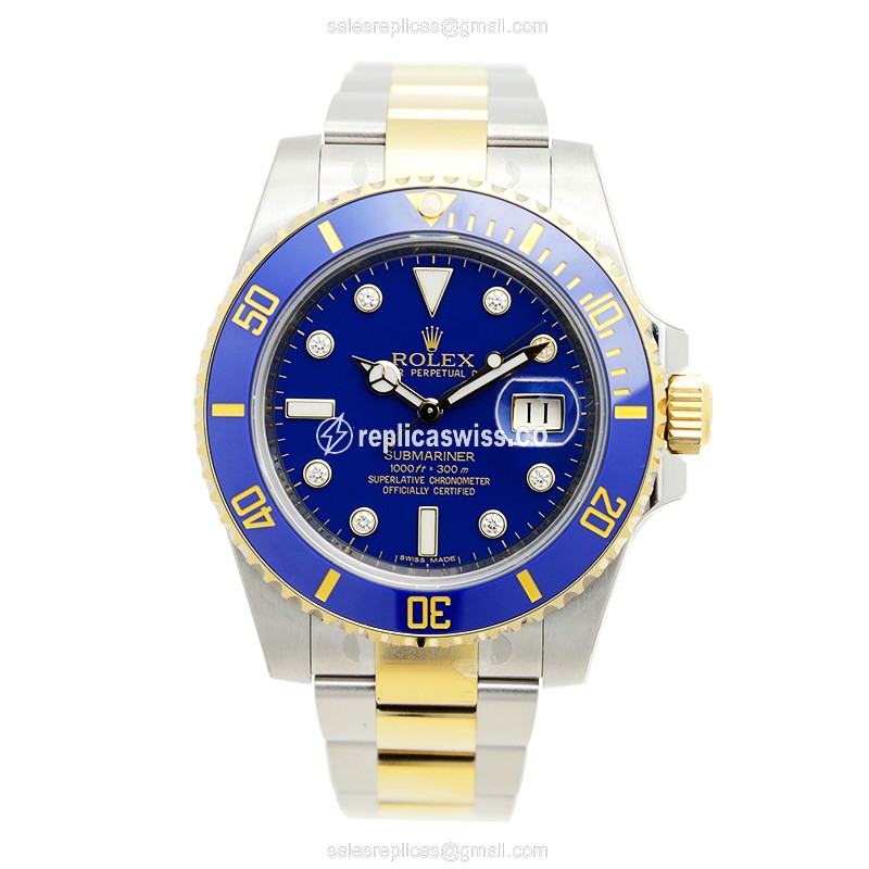 Rolex Submariner Replica: Automatic, 18kt Gold & Steel Case, Blue Dial - View 2
