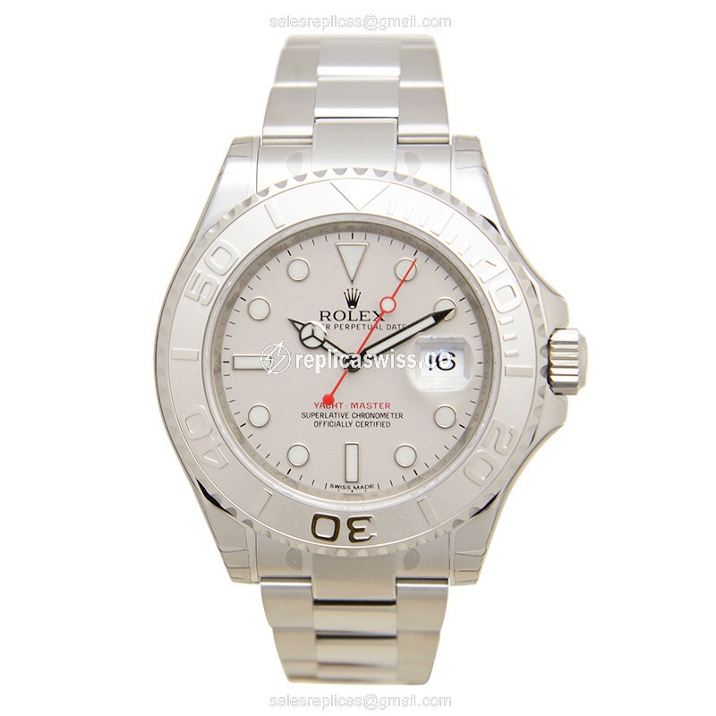 Rolex Yacht Master Replica - Automatic - White Gold & Steel Case - Silver Dial - View 2