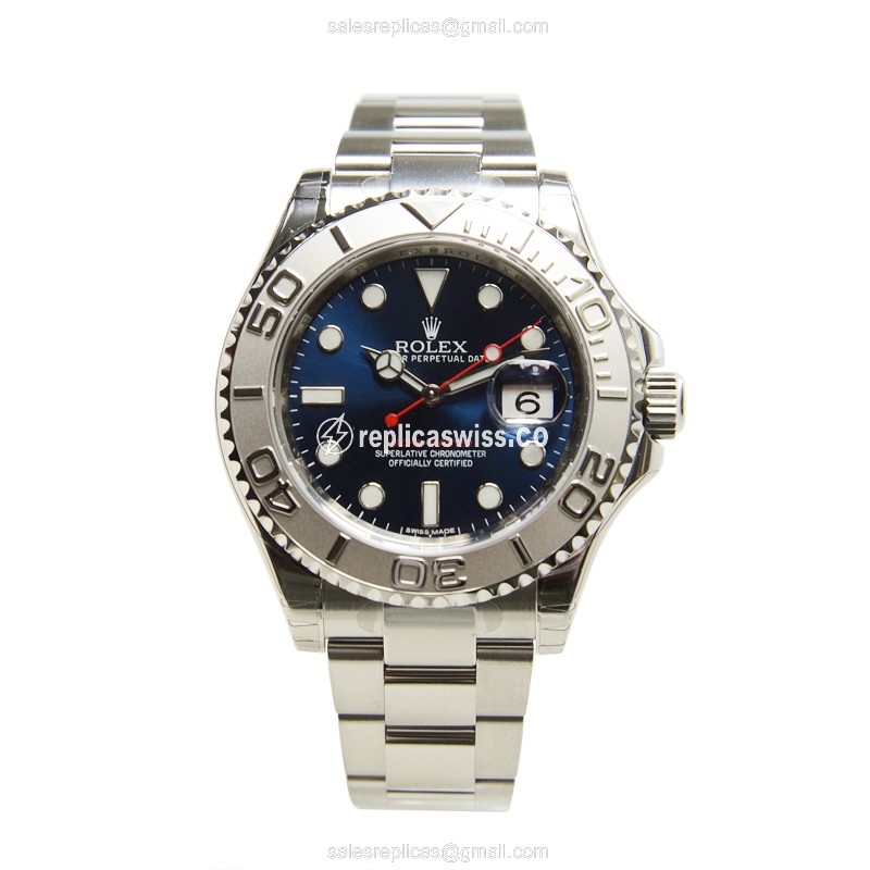 Rolex Yacht Master Replica - Automatic - White Gold & Steel Case - Blue Dial - View 2