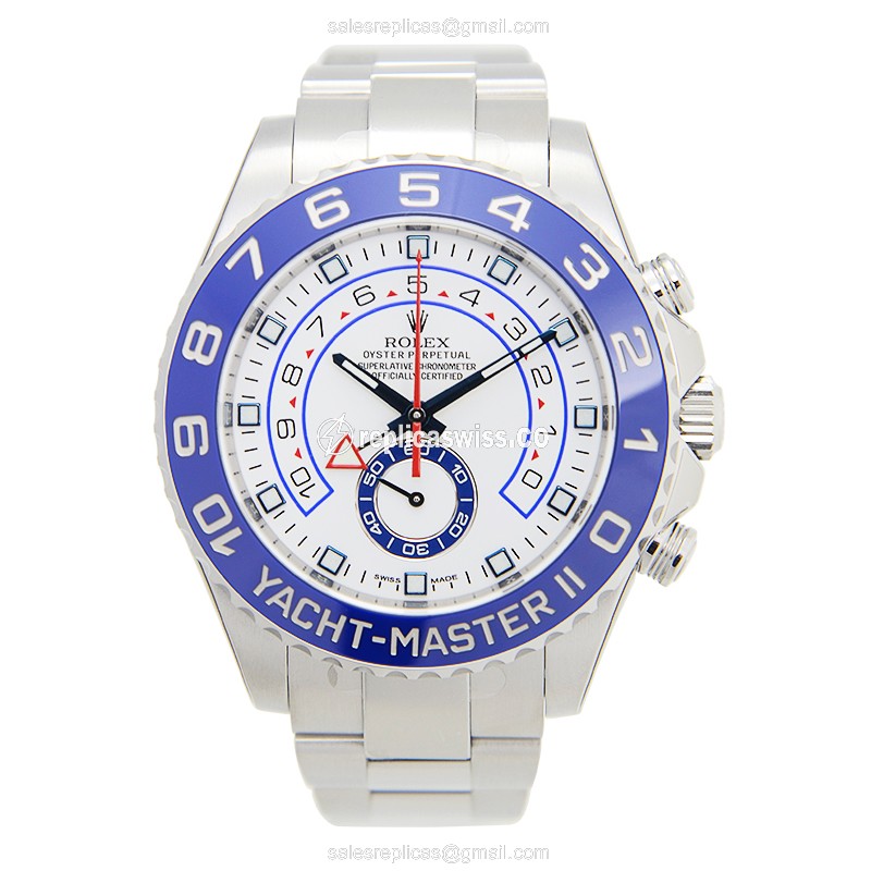 Rolex Yacht Master II Replica - Automatic - Steel Case, White Dial - Silver Steel Strap - View 2