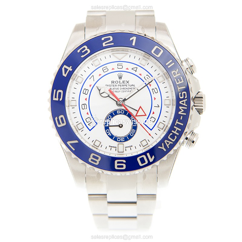 Rolex Yacht Master II Replica - Automatic - Steel Case, White Dial on Silver Steel Strap - View 2