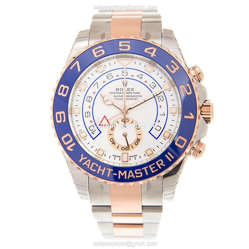 Rolex Yacht Master II Replica - Automatic - 18kt Rose Gold & Steel Case - White Dial - View 2
