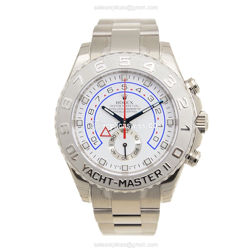 Rolex Yacht Master Replica - Automatic - 18kt White Gold - White Dial on Silver Clasp - View 2