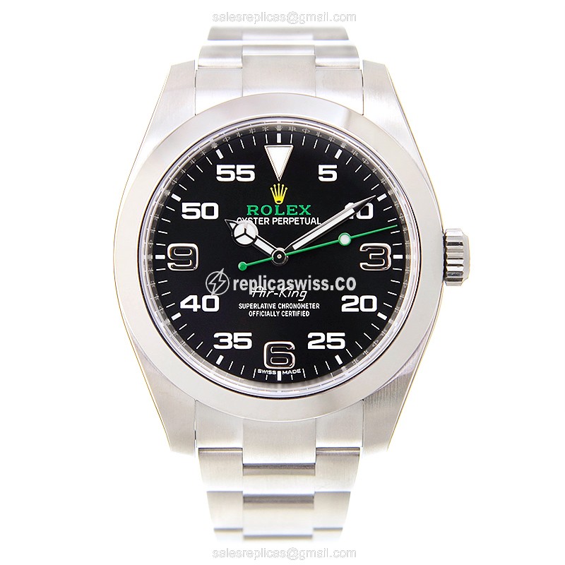 Rolex 16900-0001 Replica - Automatic - Stainless Steel - Black Dial on Silver Strap - View 2