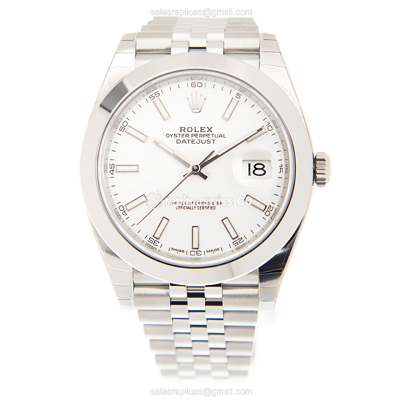 Rolex DATEJUST Replica - Automatic - Steel Case, White Dial, Silver Clasp - View 2