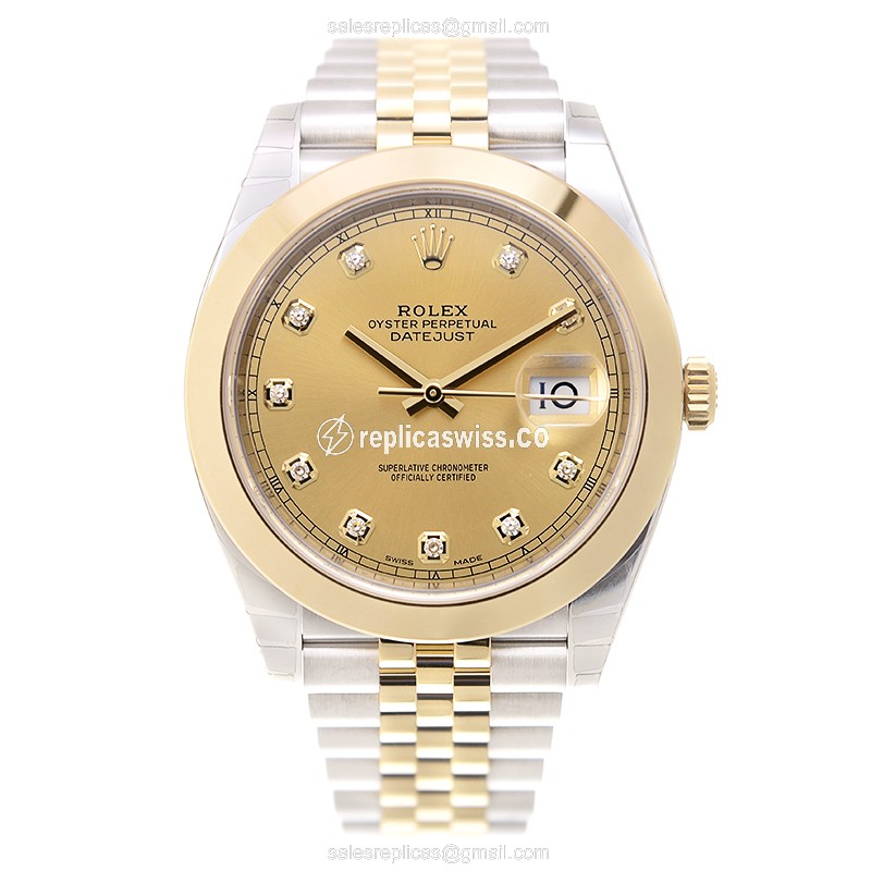 Rolex Datejust Replica - Automatic - 18kt Gold Case, Gold Dial & Clasp - View 2