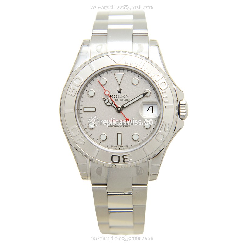 Rolex Yacht Master Replica - Automatic - 18kt White Gold - Silver Dial - Steel Clasp & Strap - View 2