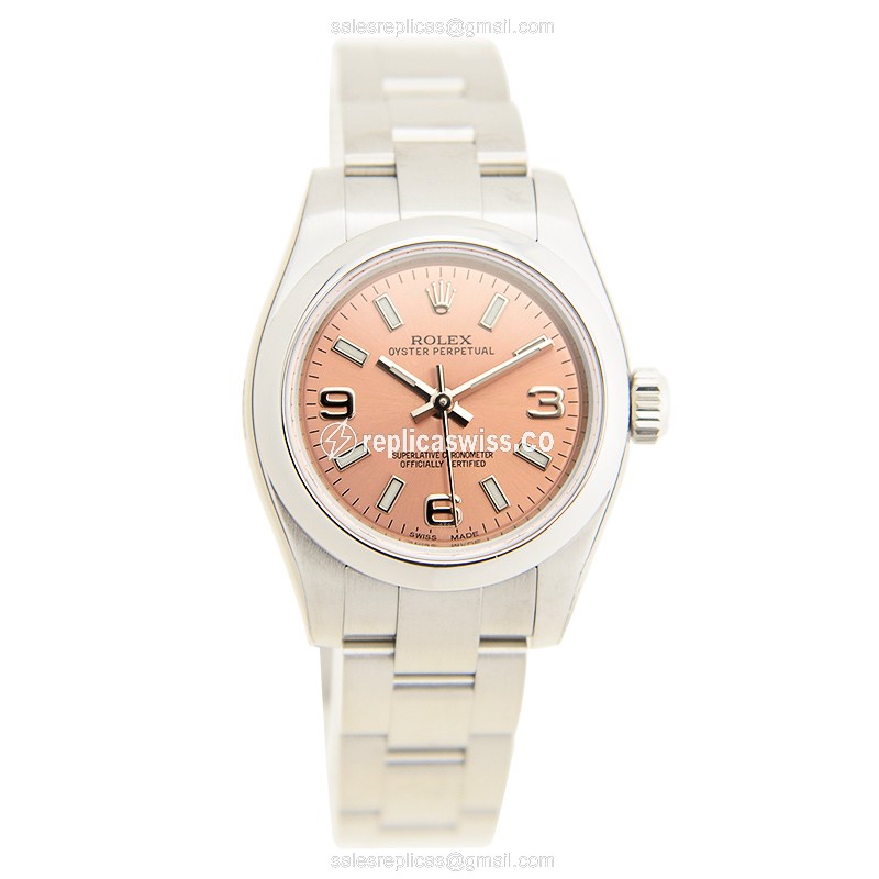 Rolex 176200-0004 OYSTER Replica - Automatic - Steel Case - Pink Dial - Silver Strap - View 2