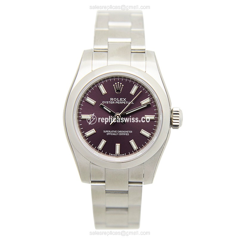 Rolex OYSTER PERPETUAL Replica - Automatic - Steel Case - Purple Dial - View 2