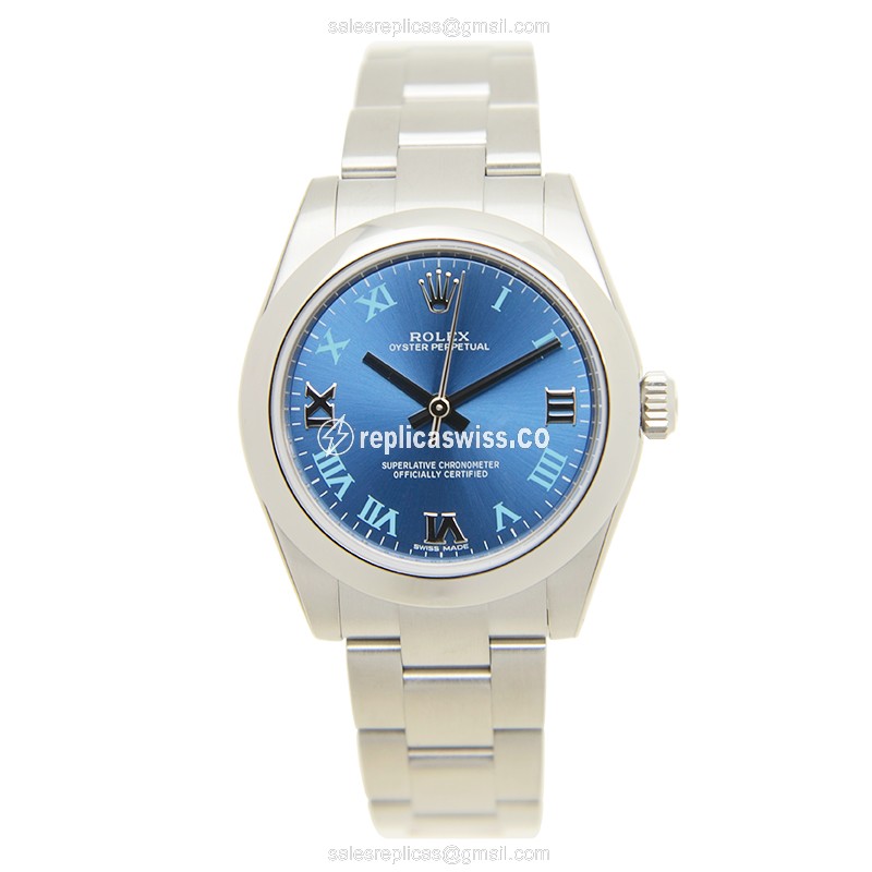 Rolex 177200BLRN Replica - Automatic | Steel Case | Blue Dial | Silver Clasp - View 2