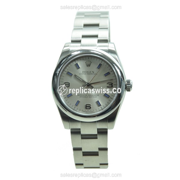 Rolex Oyster Perpetual Replica - Automatic - Stainless Steel Case - Silver Dial - View 2