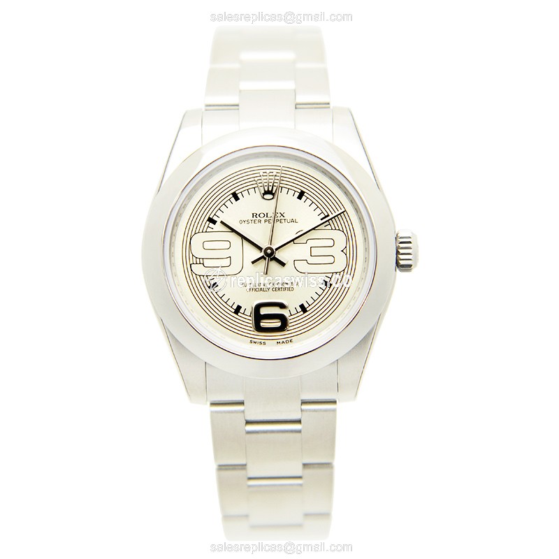 Rolex 177200SVAR39MAXI Oyster Perpetual Automatic Stainless Steel Replica | Steel Case | Silver Dial | Automatic Movement - View 2