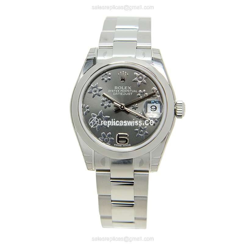 Rolex Datejust Lady Replica - Automatic - Steel Case, Gray Dial on Silver Steel Strap - View 2
