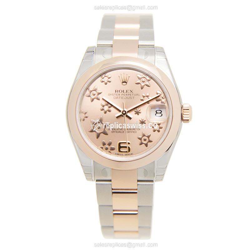 Rolex Datejust Replica - Automatic - Rose Gold & Steel - Pink Dial - View 2