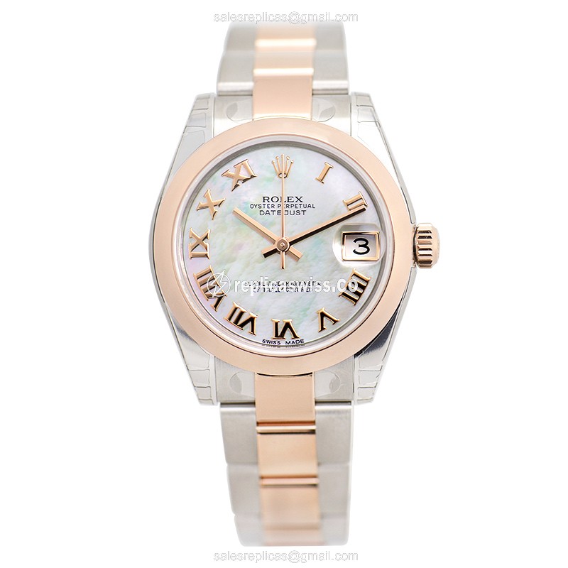 Rolex Lady Datejust Replica - Automatic - 18kt Rose Gold Case - Silver Dial - View 2