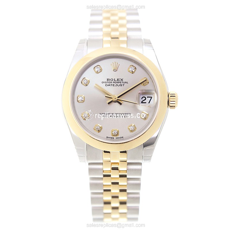Rolex Datejust Replica - Automatic - 18kt Gold & Steel - Silver Dial - View 2
