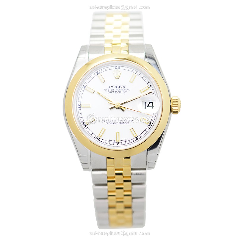 Rolex Lady Datejust Replica - Automatic, White Dial, Gold Clasp & Strap - View 2