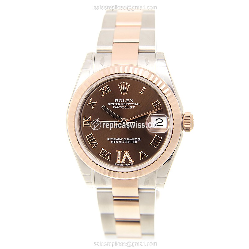 Rolex Datejust 178271BRRNVIDIA_O - Automatic - 18kt Rose Gold & Steel - Brown Dial - View 2